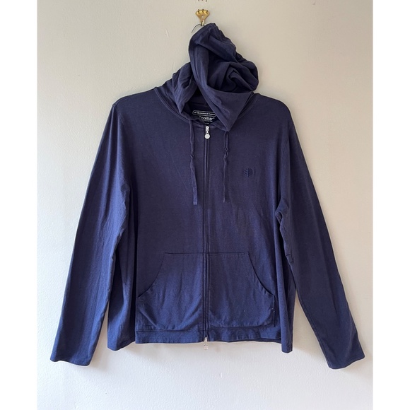Coolibar Sz L Casual Zip Up Hoodie Navy ZnOTM Fabric UPF 50 Pockets - Picture 2 of 11